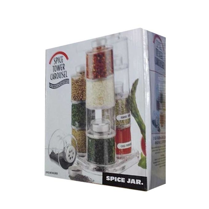12 Bottle Spice Tower Carousel Transparent in Pakistan
