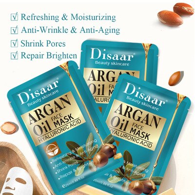 Disaar Beauty skin care Argan Oil Face Mask Hyaluronic Acid MASK 10PCS Bag 1