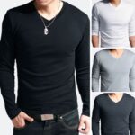 Pack Of 4 Long Sleeve V Neck T Shirts