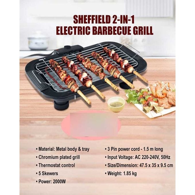 Buy the Best Quality Sheffield 2-in-1 Electric Barbecue Grill Best Price in Pakistan at Getnow.pk. Most Affordable Price With Fast Shipping in All Over Pakistan