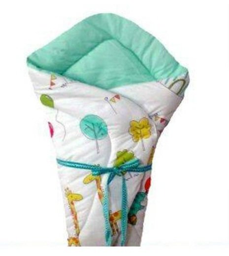 Swaddle Wrap Blanket Carrier for New Born Babies in Turquoise White