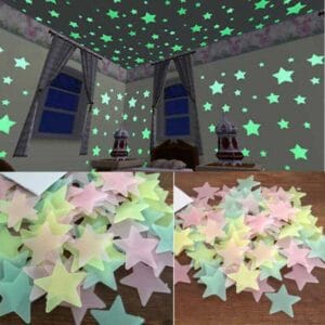 pack of 100 pcs glow in the dark plastic fluorescent stars