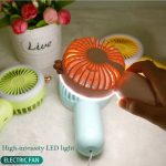 Mini Hand Fan Wrist Hanging Portable Fan Light USB Rechargeable Hand Fan