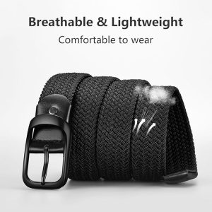 Men Elastic Stretch Belt Black