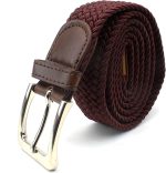 Men Elastic Stretch Belt Brown