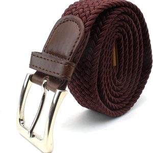 Men Elastic Stretch Belt Brown