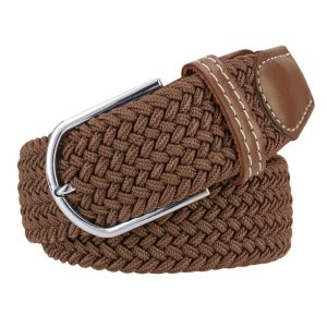 Men Elastic Stretch Belt Brown