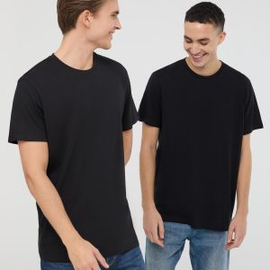 Pack of 2 Black Plain Basic T-shirt For Men