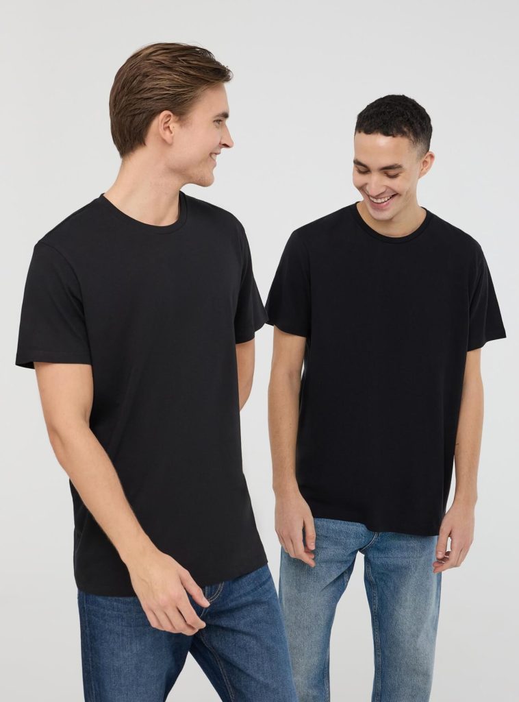 Pack of 2 Black Plain Basic T-shirt For Men
