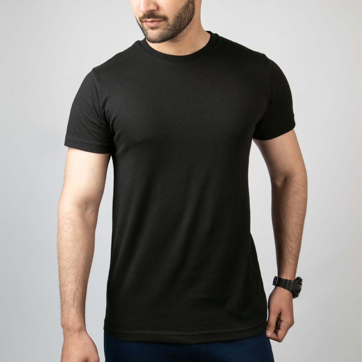 Pack of 2 Black Plain Basic T-shirt For Men