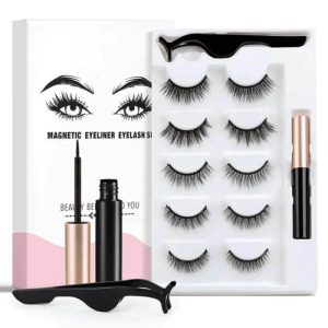 ELMAY Set of 35 Pairs Magnetic Eyelash With Magnetic Liquid Eyeliner & Tweezer Eyelash