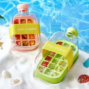 Ice Cube Tray Water Bottle with Lid and Built-in Ice Cube Tray for Cold Drinks in Pakistan